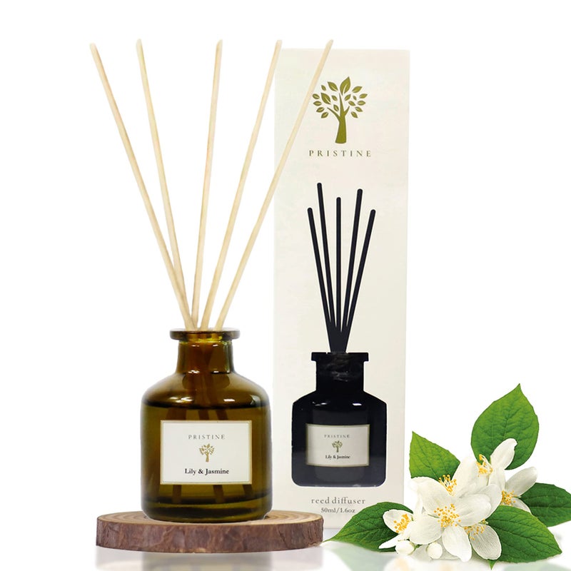 PRISTINE Lily & Jasmine Reed Diffusers for Home & Bathroom | Refreshing Lily of Valley & Jasmine Room Fragrance Reed Diffuser, Oil & Room Diffusers with Reeds Stick Set | Home Fragrance Scent Diffuser - Image 2
